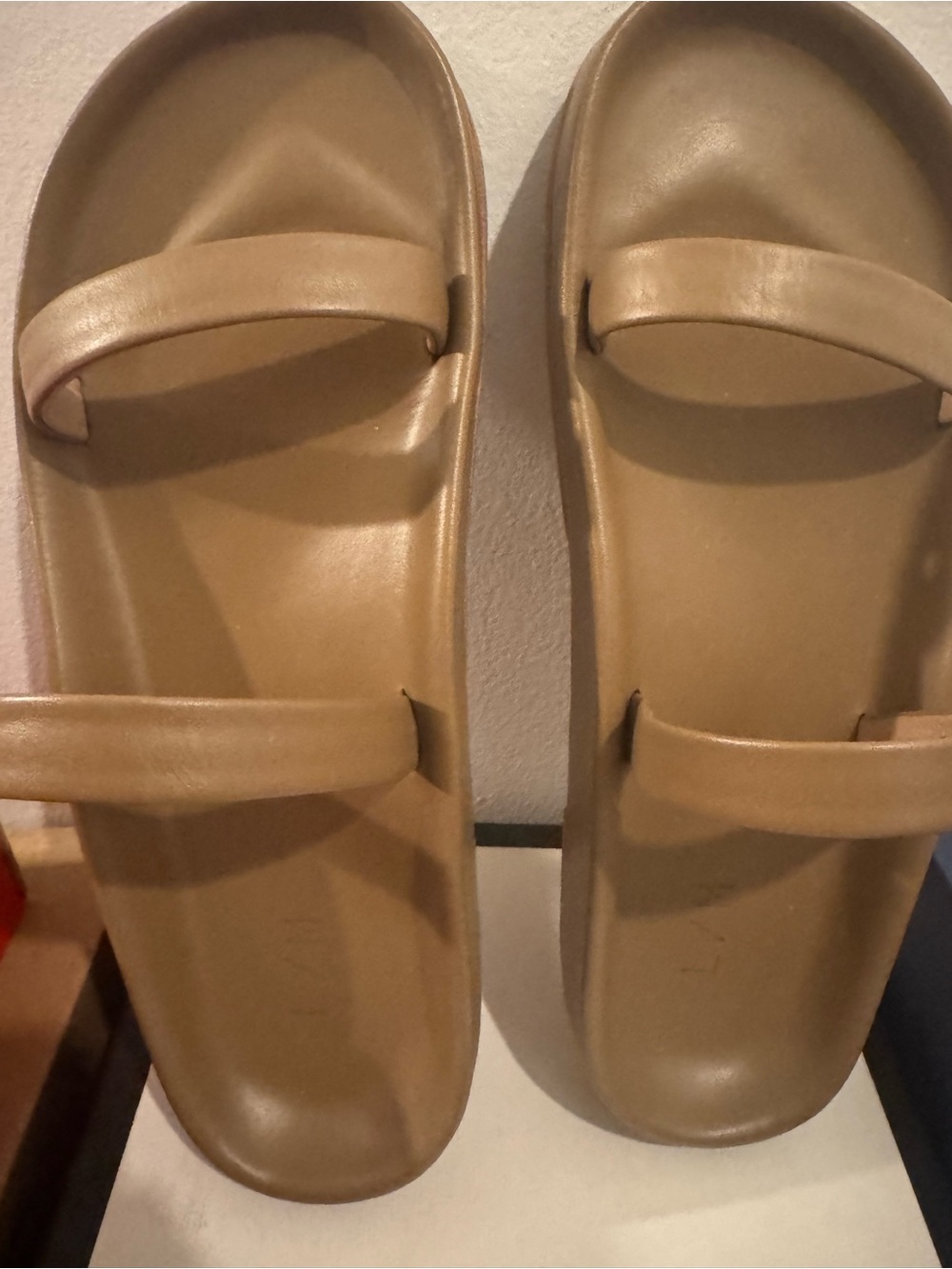 Lauren Manoogian Tan Double-Strap Slide Sandals